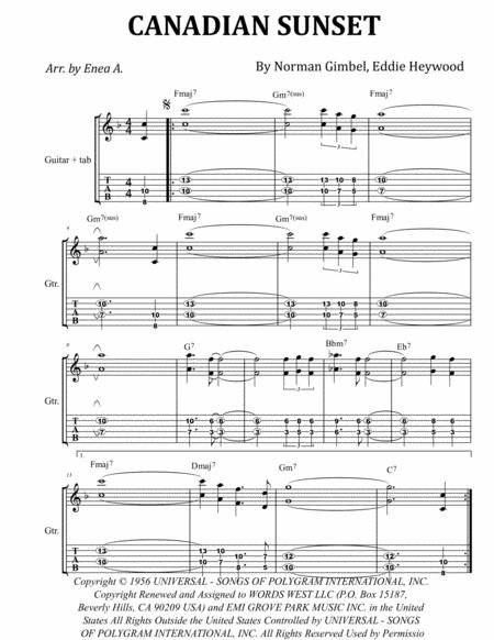 Free Sheet Music Canadian Sunset