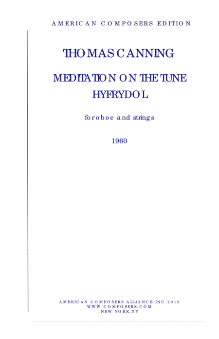 Free Sheet Music Canning Meditation On The Tune Hyfrydol