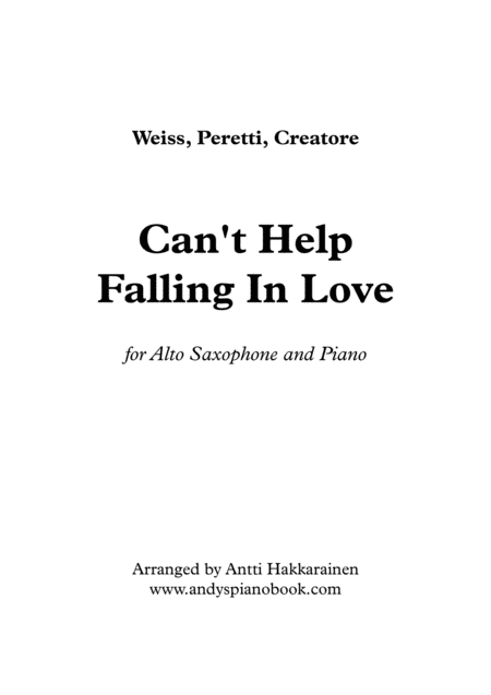 Free Sheet Music Cant Help Falling In Love Alto Saxophone Piano
