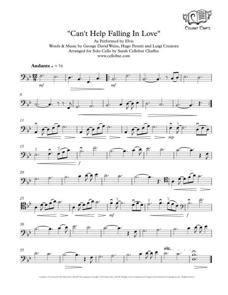 Free Sheet Music Cant Help Falling In Love Solo Cello Elvis Arr Cellobat