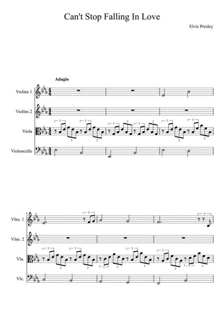 Cant Help Falling In Love String Quartet Score Only Sheet Music