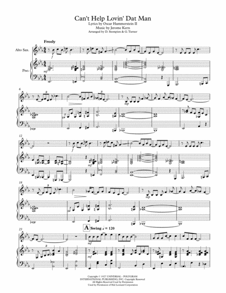Free Sheet Music Cant Help Lovin Dat Man For Alto Sax Solo With Piano Accompaniment