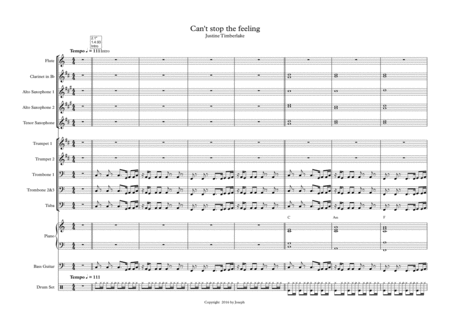 Cant Stop The Feeling From Trolls Concert Band Sheet Music