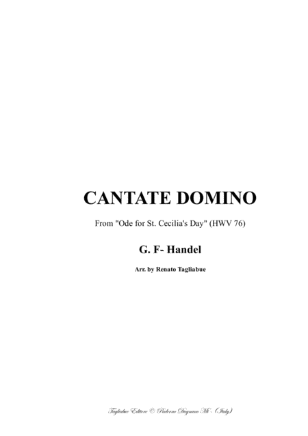 Cantate Domino From Ode For St Cecilias Day Hwv 76 Arr For Satb Choir And Org Sheet Music