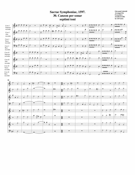 Free Sheet Music Canzon No 30 A8 1597 Arrangement For 8 Recorders