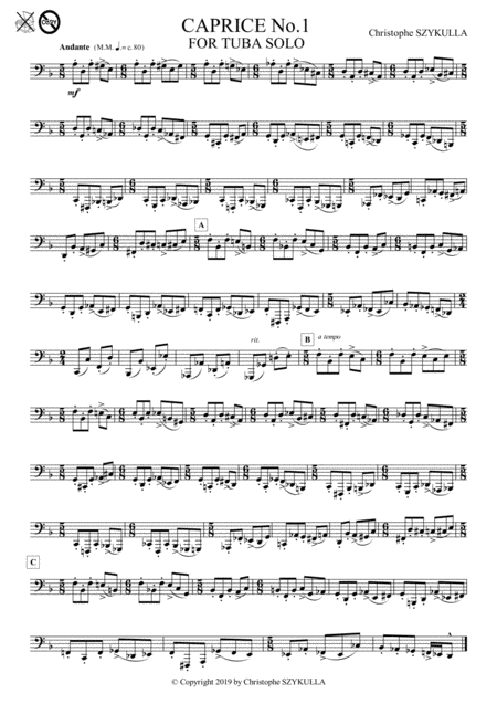 Caprice No 1 For Tuba Solo Sheet Music