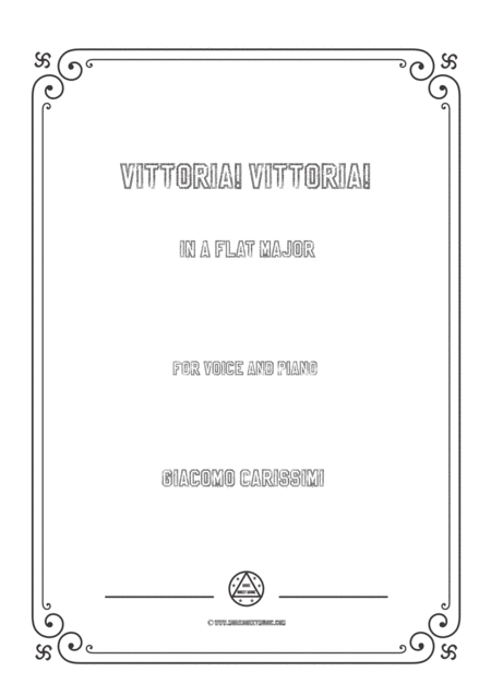 Carissimi Vittoria Vittoria In A Flat Major For Voice And Piano Sheet Music