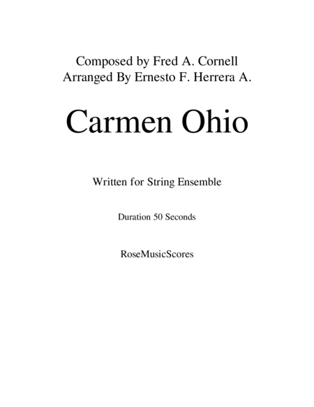 Free Sheet Music Carmen Ohio For String Ensemble