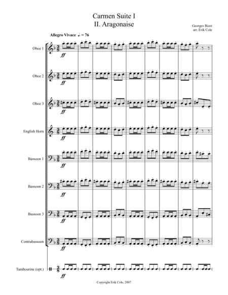 Free Sheet Music Carmen Suite 2 Aragonaise