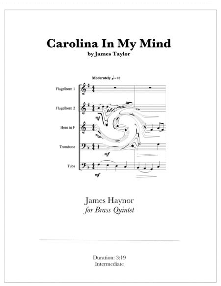 Free Sheet Music Carolina In My Mind For Brass Quintet