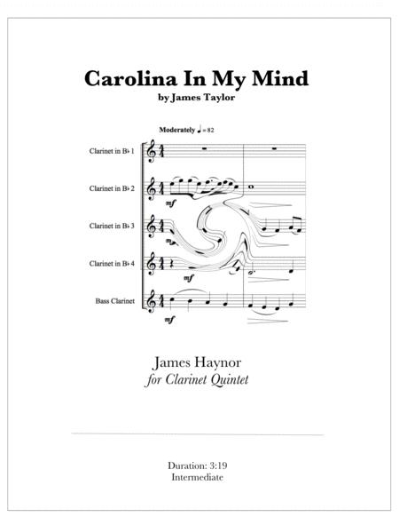 Carolina In My Mind For Clarinet Quintet Sheet Music