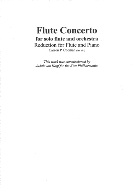 Carson Cooman Flute Concerto Reductions For Flute And Piano Sheet Music