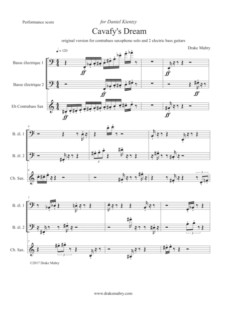 Free Sheet Music Cavafys Dream Original Version