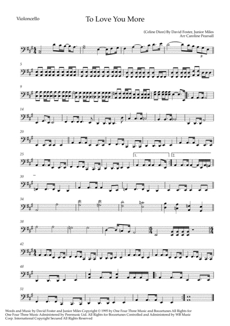 Celine Dion To Love You More Violin Cello Duo Sheet Music