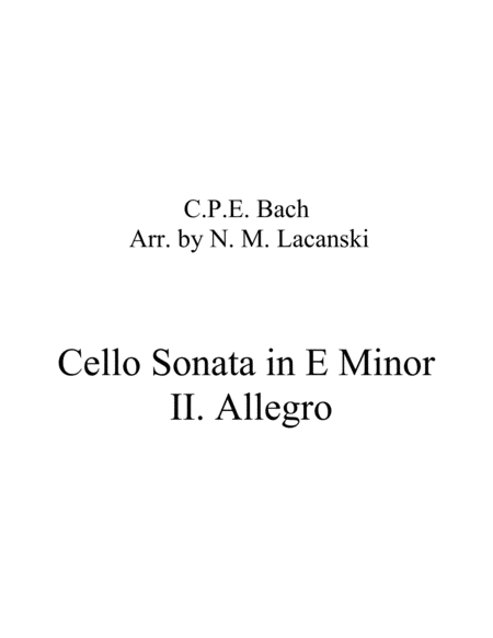 Cello Sonata In E Minor Ii Allegro Sheet Music