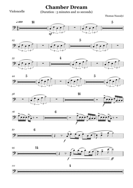 Chamber Dream Cello Part Sheet Music