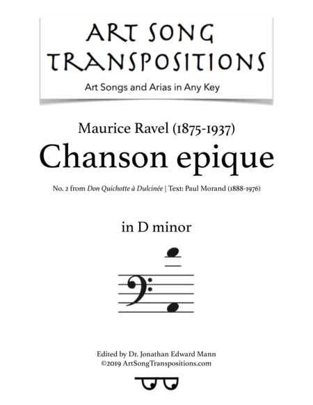 Chanson Epique Transposed To D Minor Sheet Music