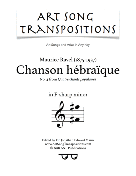 Free Sheet Music Chanson Hbraque F Sharp Minor