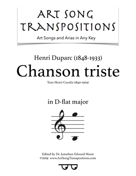 Chanson Triste Transposed To D Flat Major Sheet Music