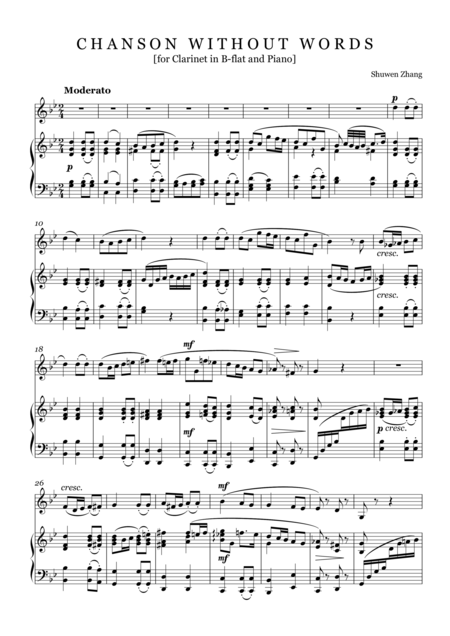 Free Sheet Music Chanson Without Words