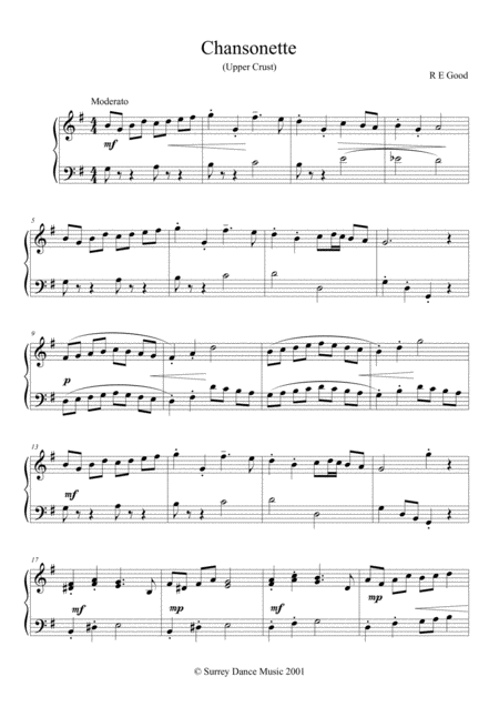 Free Sheet Music Chansonette Easy Piano Solo