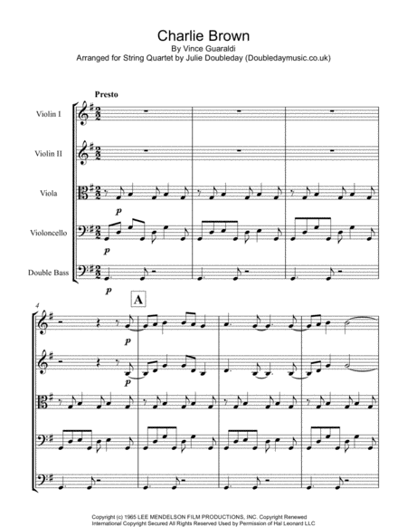 Charlie Brown Theme For String Orchestra Score And Parts Sheet Music