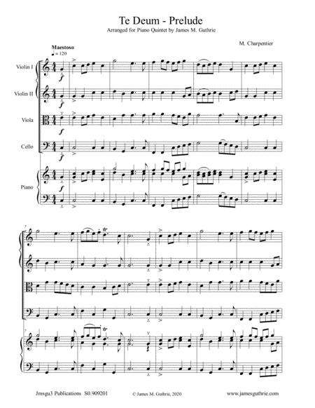 Charpentier Te Deum Prelude For Piano Quintet Sheet Music