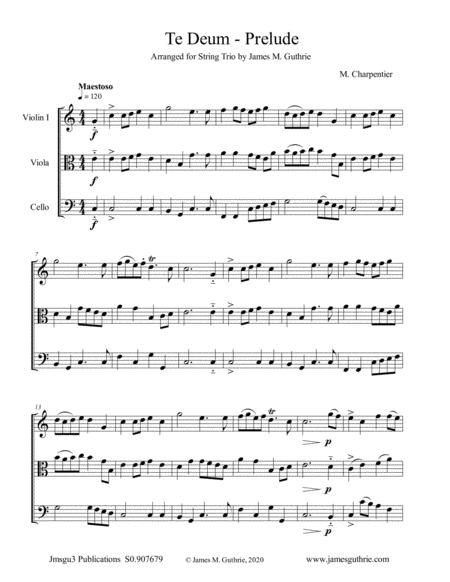 Charpentier Te Deum Prelude For String Trio Sheet Music