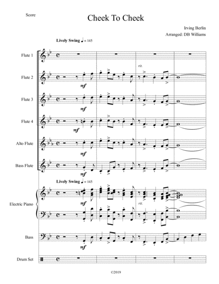Free Sheet Music Cheek To Cheek Flute Choir