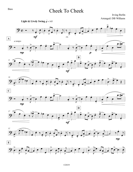 Cheek To Cheek Strings Bass Sheet Music