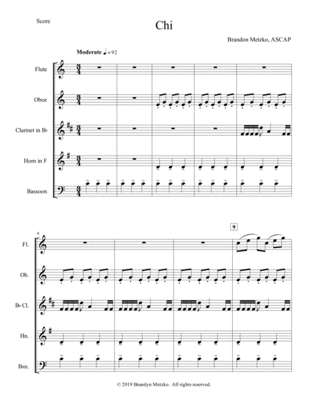 Free Sheet Music Chi For Woodwind Quintet