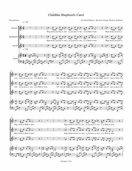 Free Sheet Music Childlike Shepherds Carol