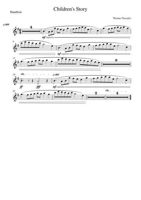 Free Sheet Music Childrens Story Oboe Part