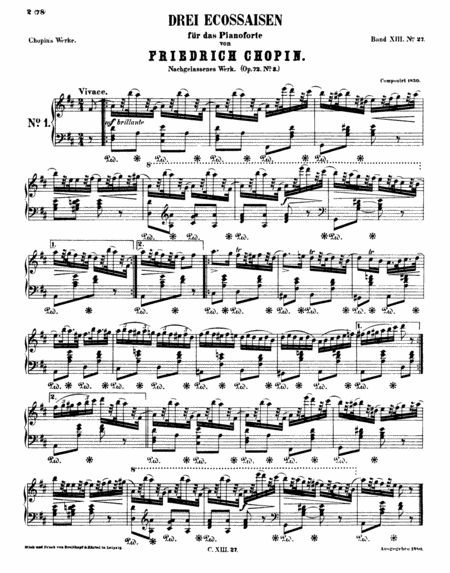 Chopin 3 Ecossaises Op 72 No 3 Sheet Music