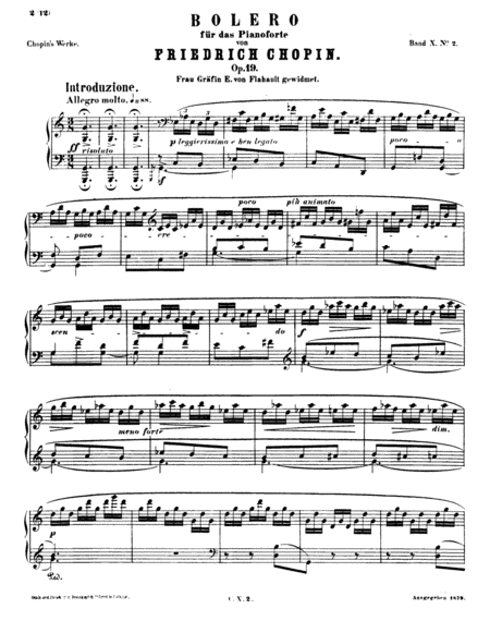 Chopin Bolero Op 19 Sheet Music