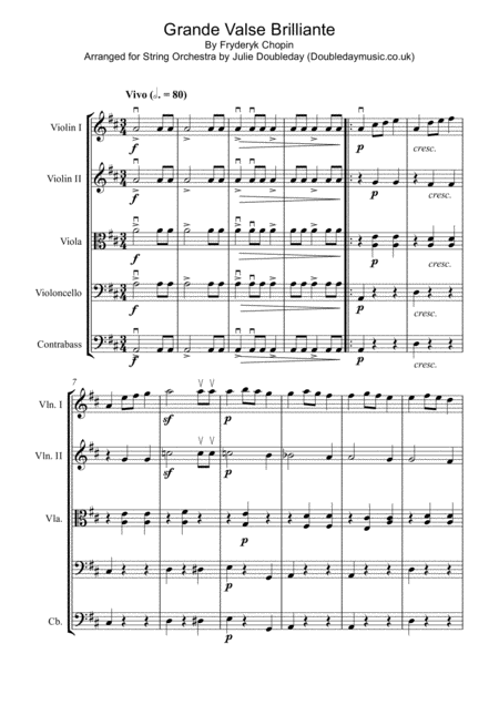 Free Sheet Music Chopin Grande Valse Brilliante For String Orchestra Score And Parts