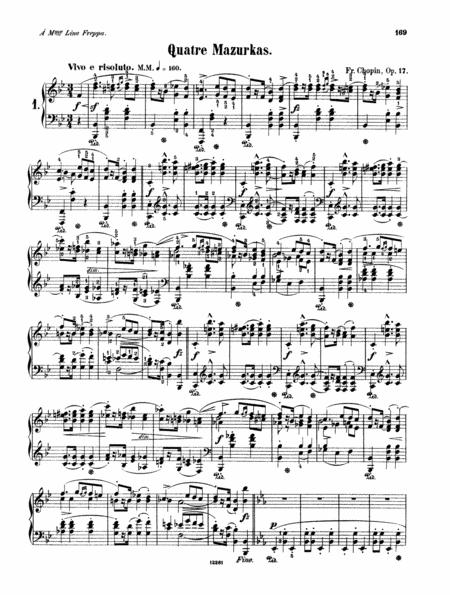 Free Sheet Music Chopin Mazurka Op 17 No 1 To No 4 Full Complete Version