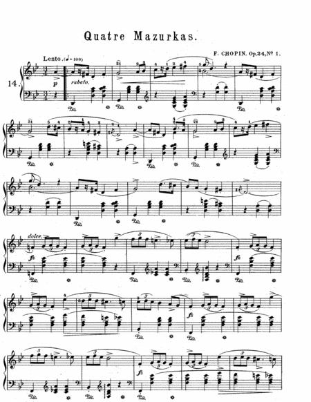 Chopin Mazurka Op 24 No 1 In G Minor Original Version Sheet Music