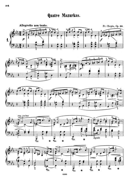 Chopin Mazurka Op 30 No 1 In C Minor Original Version Sheet Music