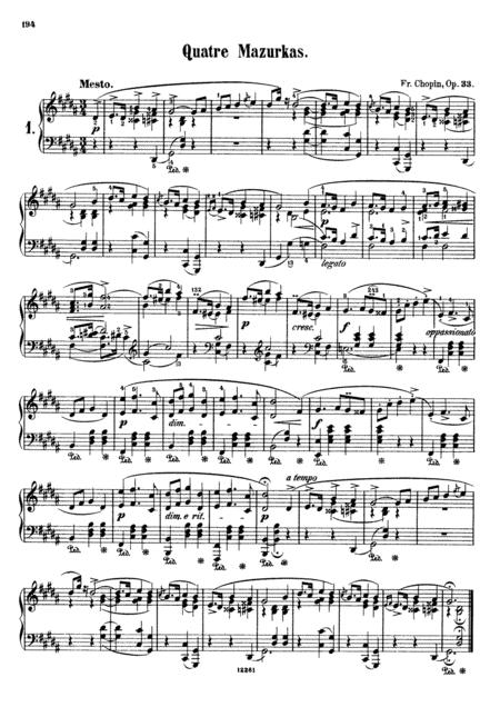 Free Sheet Music Chopin Mazurka Op 33 No 1 In G Minor Original Version