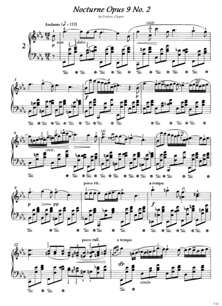 Free Sheet Music Chopin Nocturne Op9 No2 Complete Version