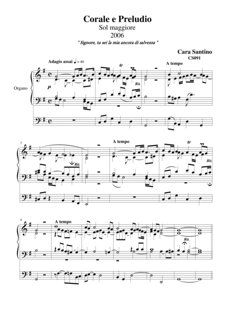 Chorale And Prelude In G For Organ Cs091 Sheet Music