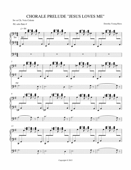 Free Sheet Music Chorale Prelude Jesus Loves Me