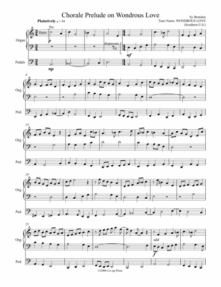 Chorale Prelude On Wondrous Love For Organ Sheet Music