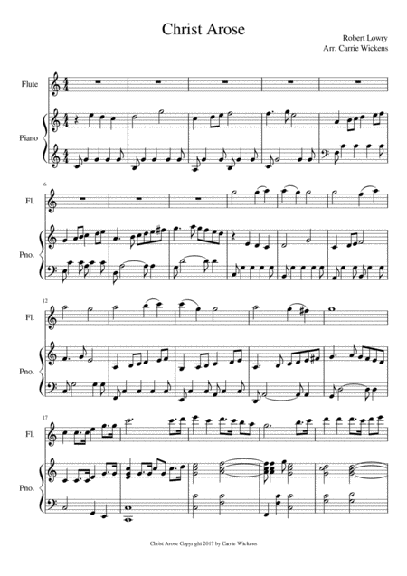 Free Sheet Music Christ Arose Intermediate Flute Solo