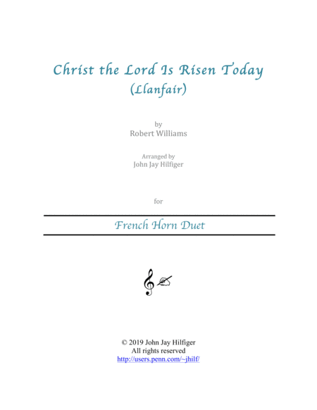 Christ The Lord I Risen Today For French Horn Duet Sheet Music