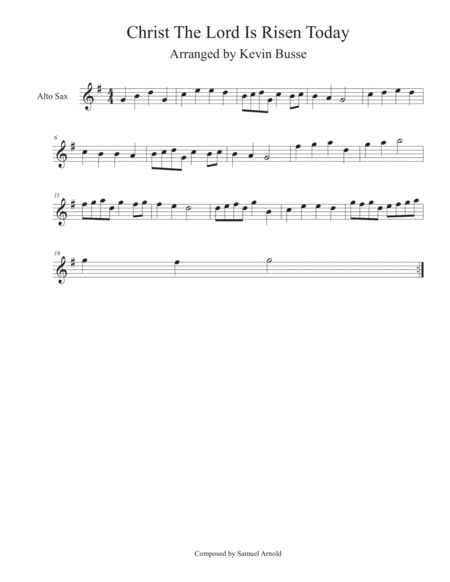 Free Sheet Music Christ The Lord Is Risen Today Alto Sax