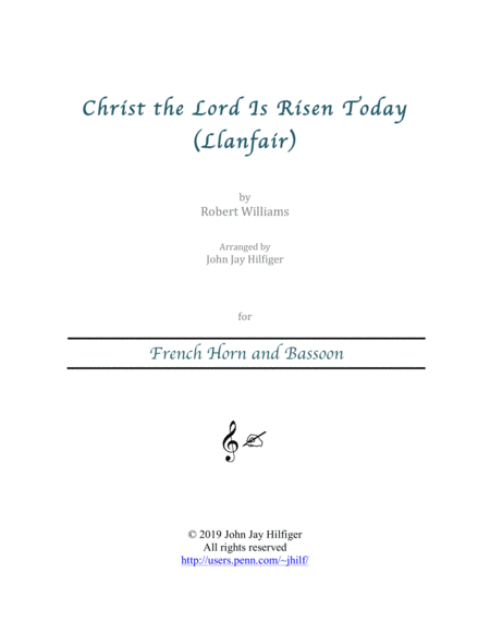 Christ The Lord Is Risen Today For French Horn And Bassoon Sheet Music