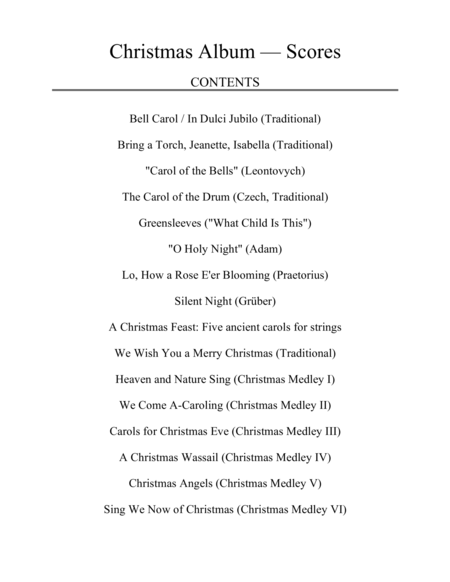 Christmas Album For String Quartet Scores Sheet Music