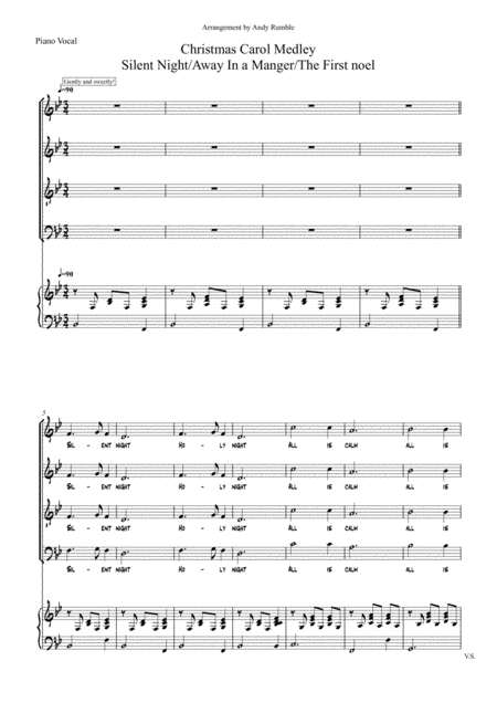 Free Sheet Music Christmas Carol Medley Piano Vocal Score